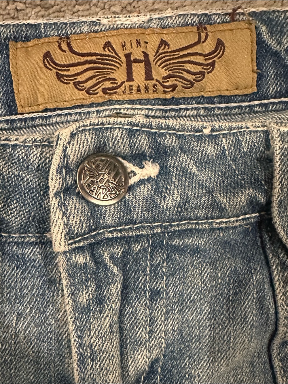 Hint Jeans Y2K Distressed Denim Skirt Frayed Hem Blue Size 9 - Picture 4 of 8